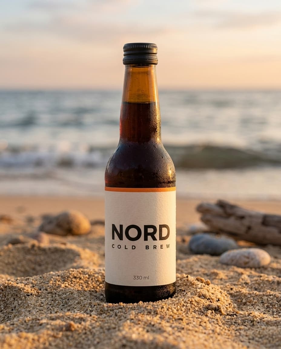 The same bottle on a beach